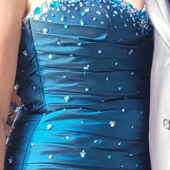 Designer dress, Prom formal fit flare dress rhinestone sequin and beads - Picture 6 of 8